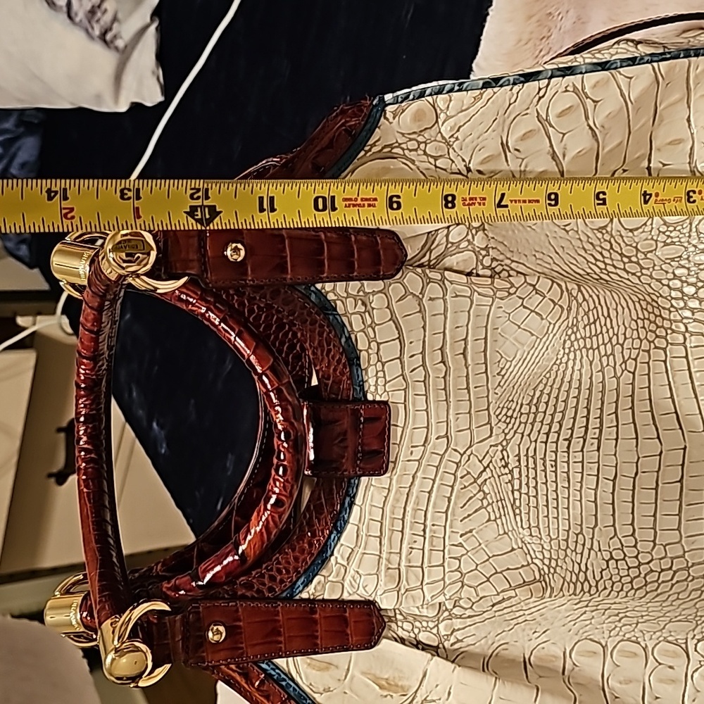 Brahmin Ivory and Mahogany Croc-Embossed Hobo - Picture 9 of 11